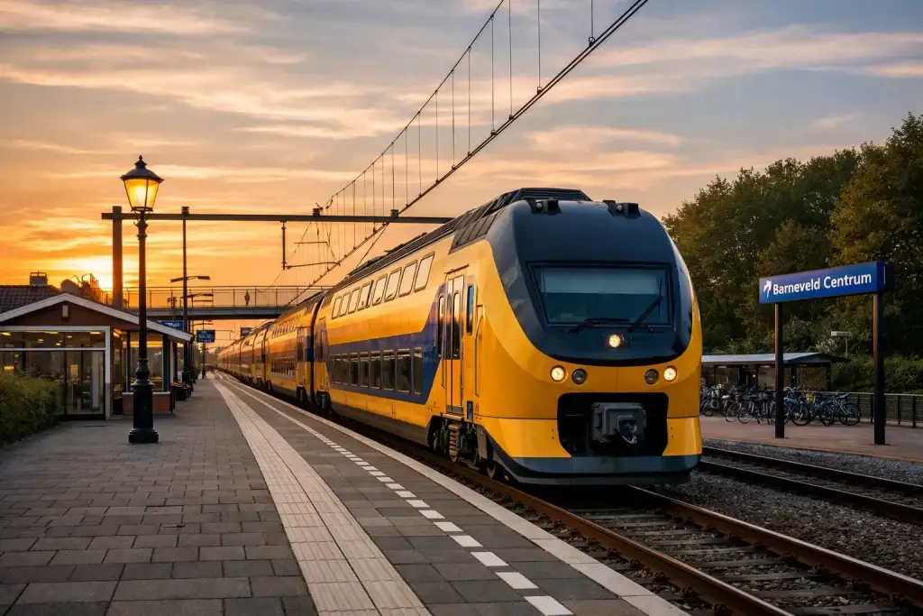 Realistisch beeld van station Barneveld bij daglicht