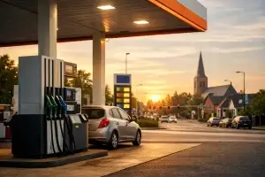 Tankstation in Barneveld overdag met meerdere pompen