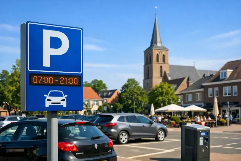 Parkeerterrein in het centrum van Barneveld overdag