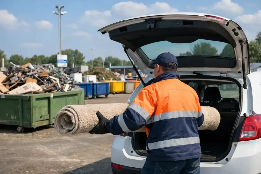 Afvalbrengstation met containers voor afvalscheiding in Barneveld