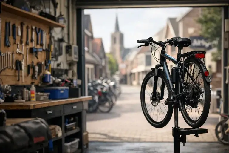 Realistische fietsenmakerwerkplaats in Barneveld