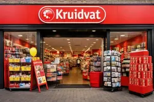 Home Gevel van een Kruidvat-winkel in Barneveld, met open ingang en winkelinterieur zichtbaar.